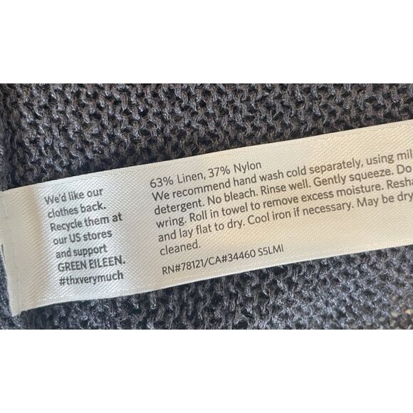 Eileen Fisher Cardigan Womens 3X Gray Linen Open Front Lightweight Elbow Sleeve - Picture 7 of 7